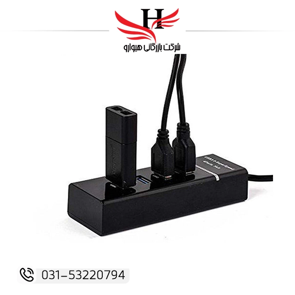 هاب سیمی 4 پورت مای گروپ مدل 303 MY GROUP با رابط USB 3.0 و کابل 120 سانتی‌متری مناسب افزایش پورت USB لپ‌تاپ و کامپیوتر | خرید عمده از هیوارو شهرضا اصفهان و تهران